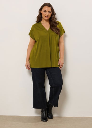 Evans Curve Green Premium Jersey Pleat Swing Top