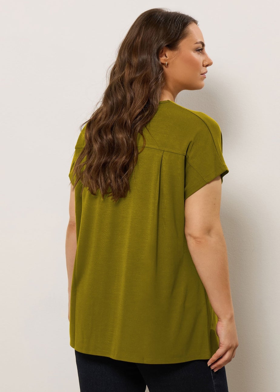 Evans Curve Green Premium Jersey Pleat Swing Top