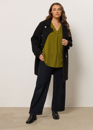 Evans Curve Green Premium Jersey Pleat Swing Top