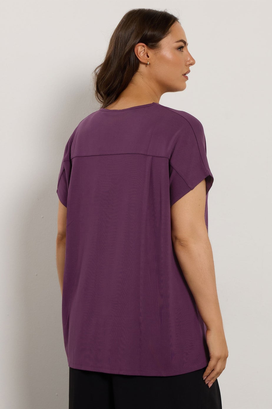 Evans Curve Purple Premium Jersey Pleat Swing Top