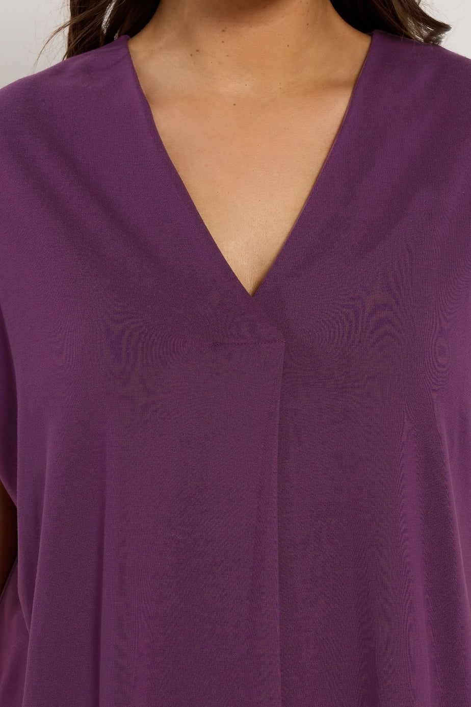 Evans Curve Purple Premium Jersey Pleat Swing Top