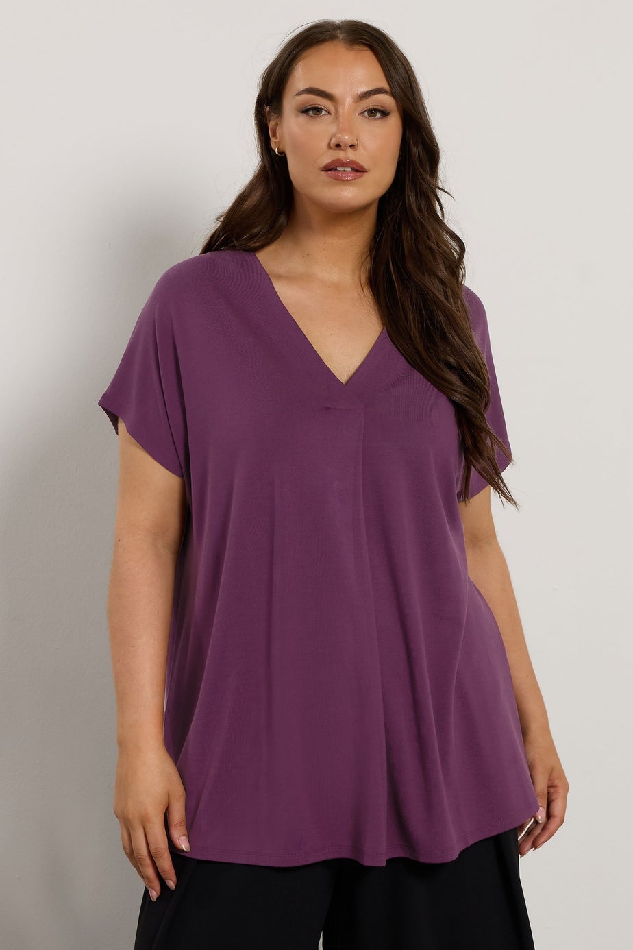 Evans Curve Purple Premium Jersey Pleat Swing Top