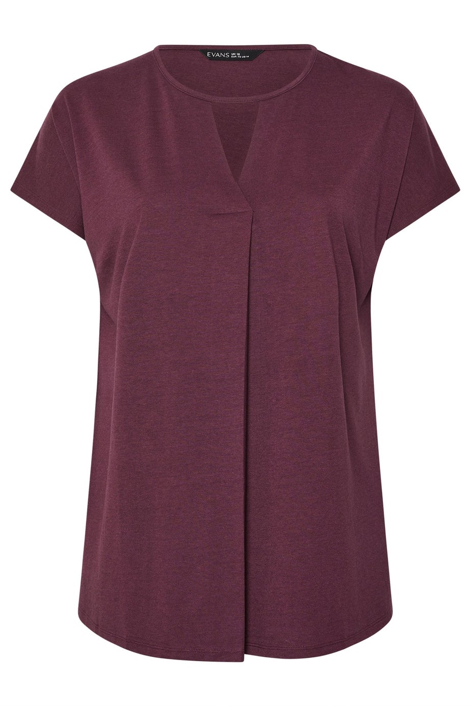 Evans Curve Berry Purple Keyhole Front Pleat Top