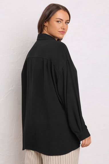 Evans Curve Black Dipped Hem Oversized Shirt