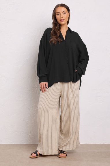 Evans Curve Black Dipped Hem Oversized Shirt