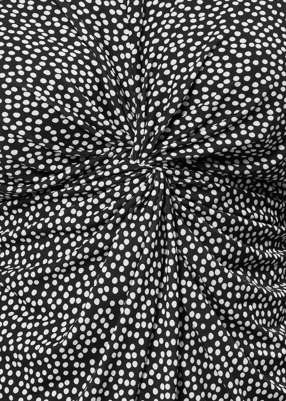 Evans Curve Black & White Polka Dot Twist Front Top