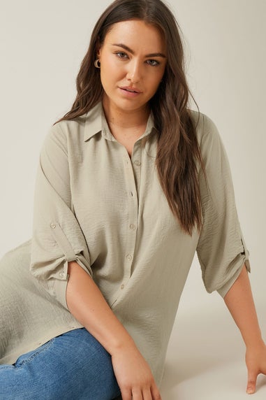 Evans Curve Natural Brown Tab Sleeve Shirt