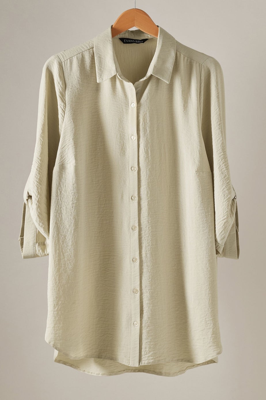 Evans Curve Natural Brown Tab Sleeve Shirt