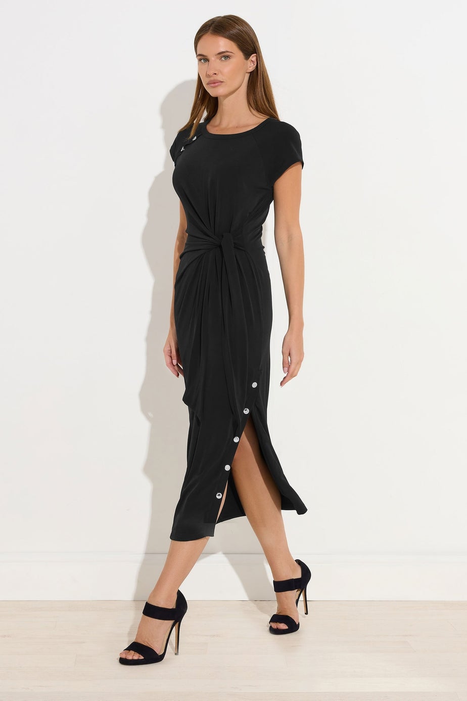 Star By Julien Macdonald Black Popper Detail Midi Dress
