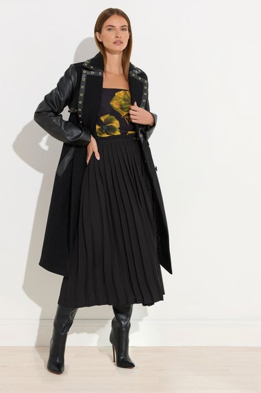 Star By Julien Macdonald Black Pleated Belt Buckle Maxi Skirt