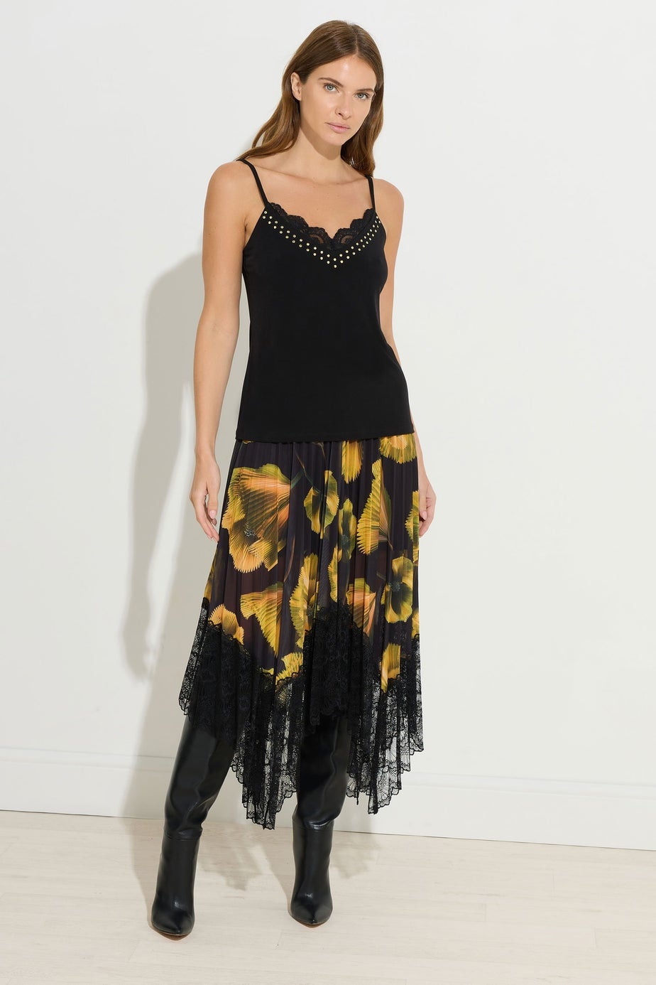 Star By Julien Macdonald Black Stud Detail Lace Cami Top