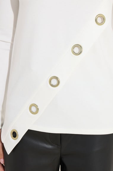 Star By Julien Macdonald Ivory White Asymmetric Eyelet Detail Top