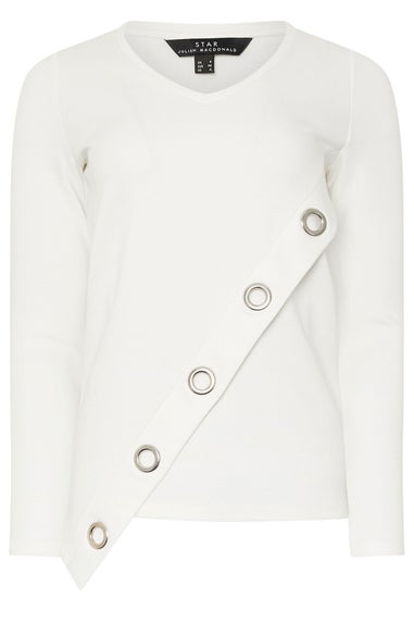 Star By Julien Macdonald Ivory White Asymmetric Eyelet Detail Top