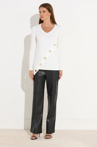 Star By Julien Macdonald Ivory White Asymmetric Eyelet Detail Top