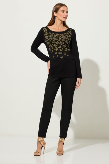 Star By Julien Macdonald Black Animal Embellished Top
