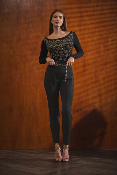 Star By Julien Macdonald Black Animal Embellished Top