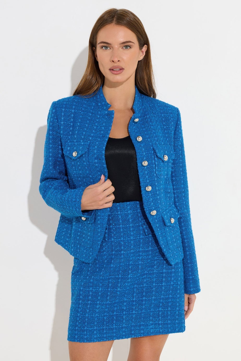 Star By Julien Macdonald Blue Boucle Button Detail Jacket