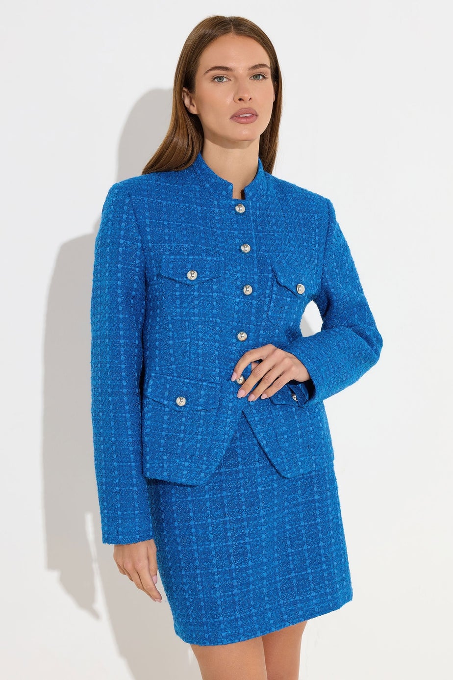 Star By Julien Macdonald Blue Boucle Button Detail Jacket
