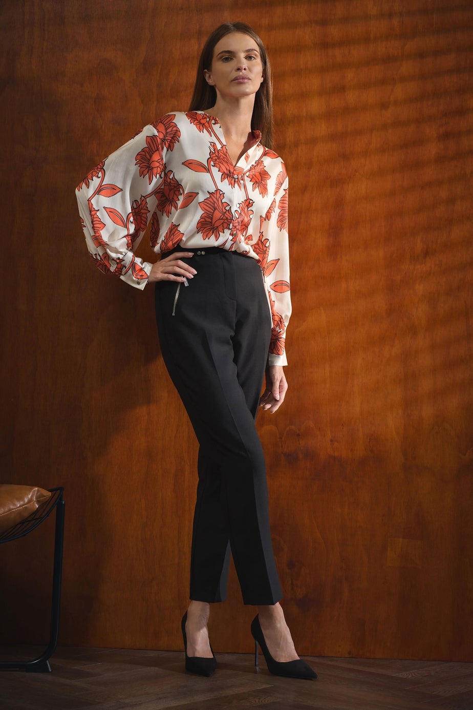 Star By Julien Macdonald Orange Floral Notch Neck Blouse