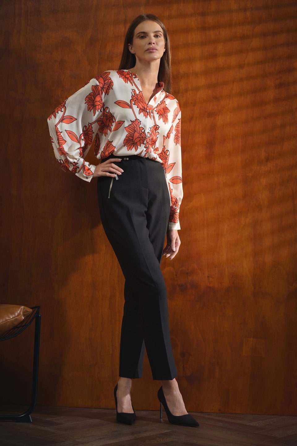 Star By Julien Macdonald Orange Floral Notch Neck Blouse