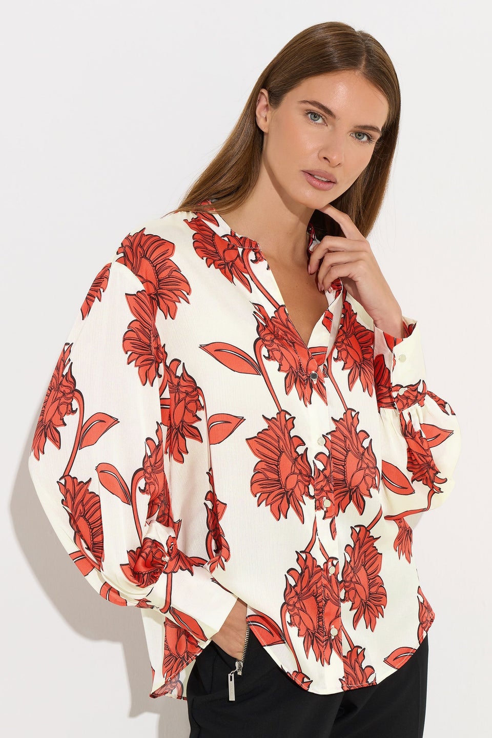 Star By Julien Macdonald Orange Floral Notch Neck Blouse