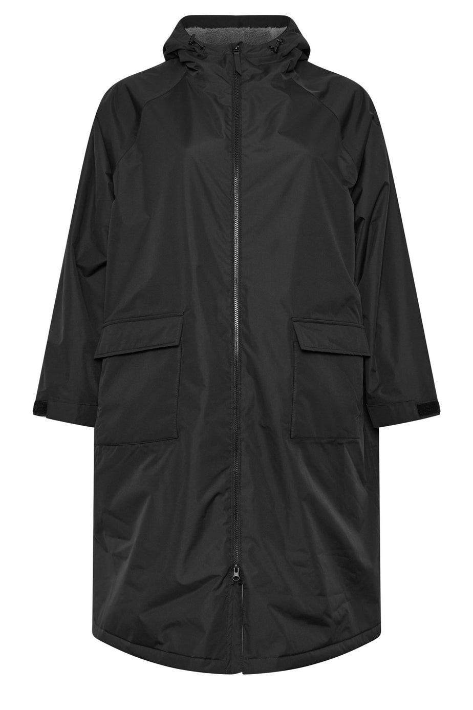 Yours Curve Black Waterproof Fleece Lined Robe