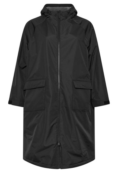 Yours Curve Black Waterproof Fleece Lined Robe