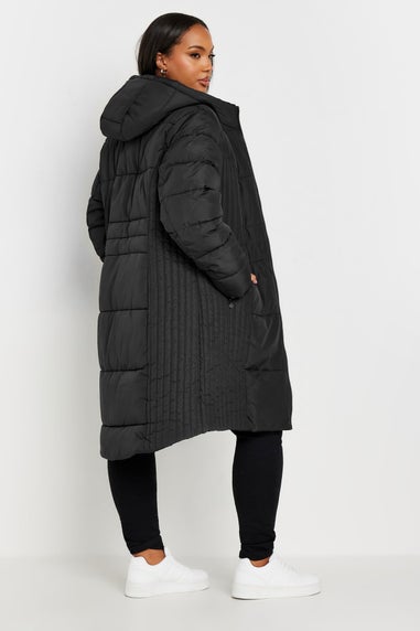 Yours Curve Black Midi Padded Coat