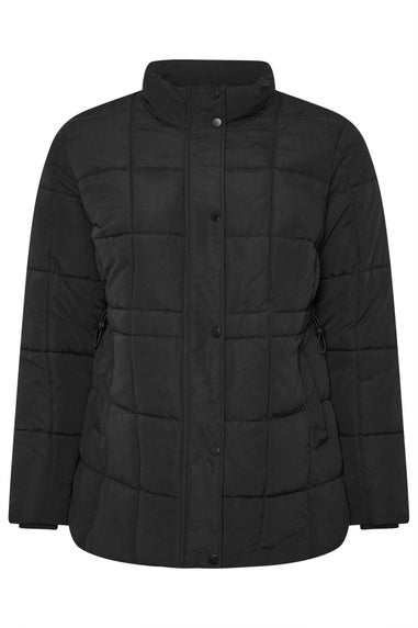 Yours Curve Black Boxy Quilted Coat