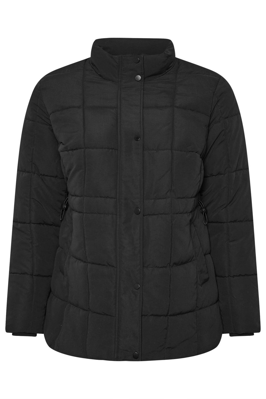 Yours Curve Black Boxy Quilted Coat