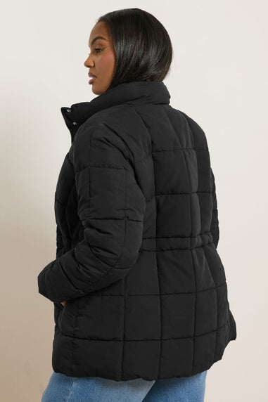 Yours Curve Black Boxy Quilted Coat