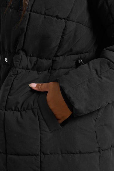 Yours Curve Black Boxy Quilted Coat
