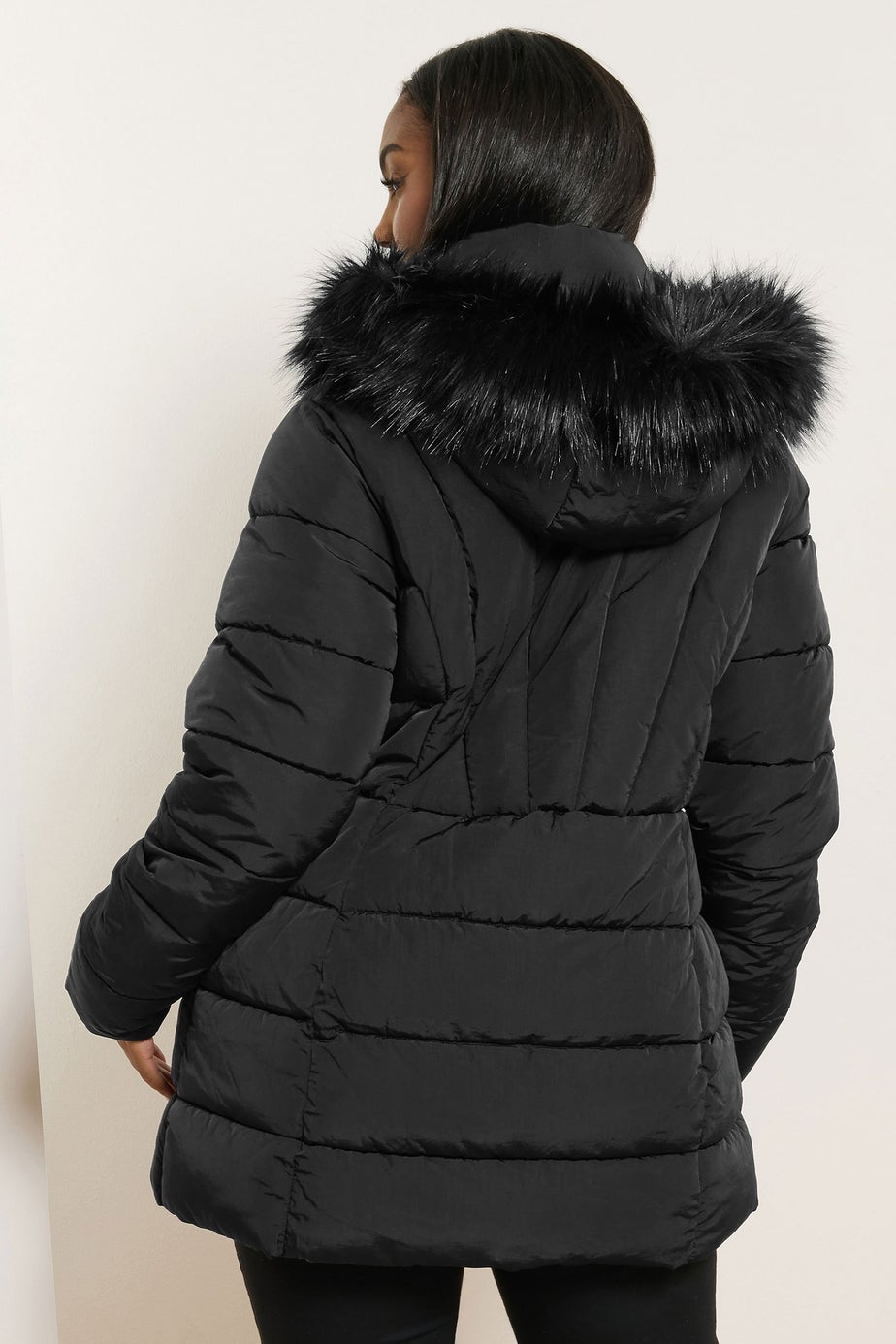 Yours Curve Black Short Puffer Coat