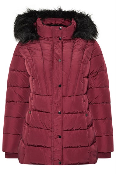 Yours Curve Red Short Puffer Coat