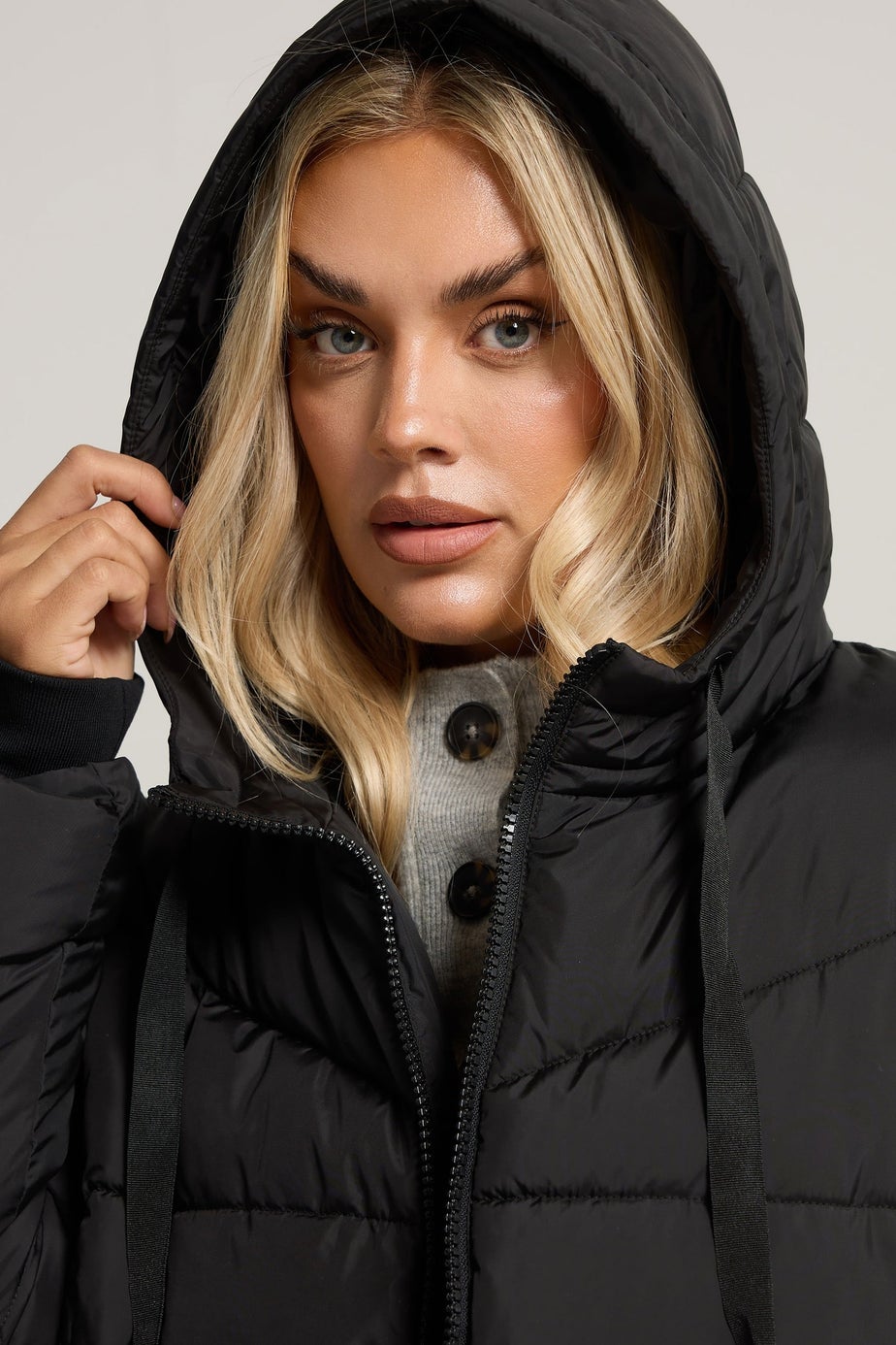 Yours Curve Black Short Padded Coat
