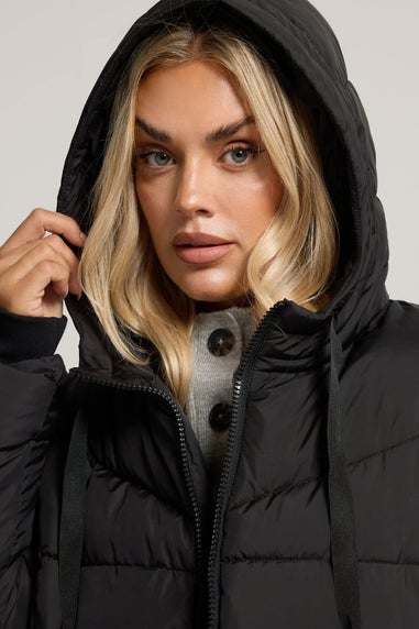 Yours Curve Black Short Padded Coat
