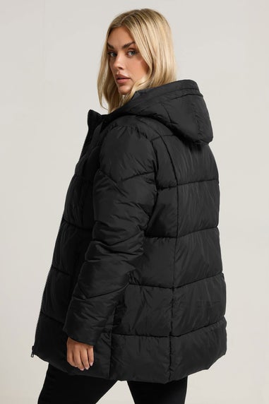 Yours Curve Black Short Padded Coat
