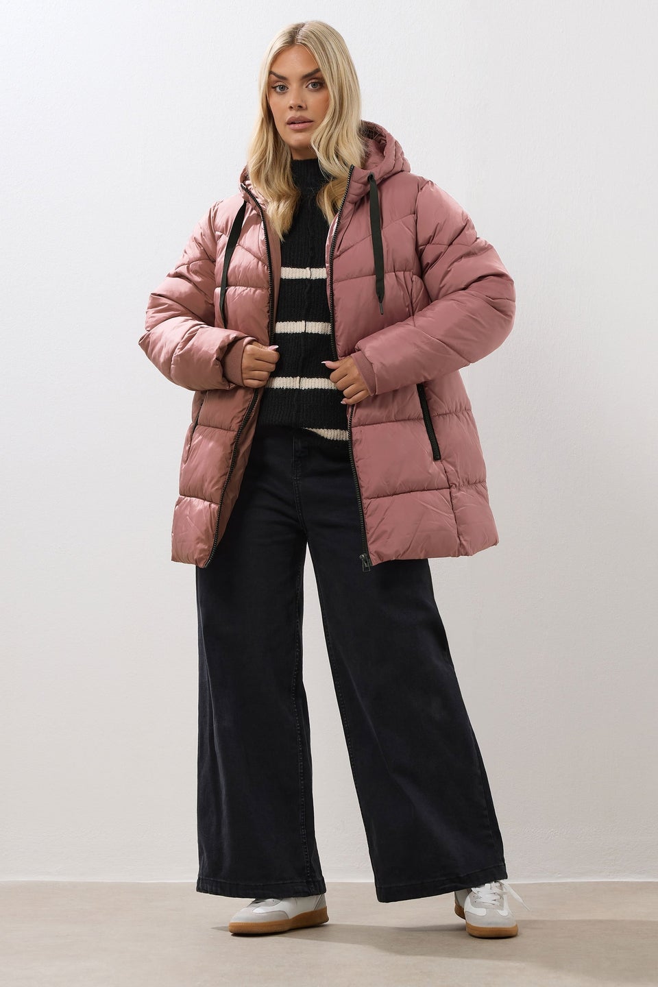 Yours Curve Pink Short Padded Coat