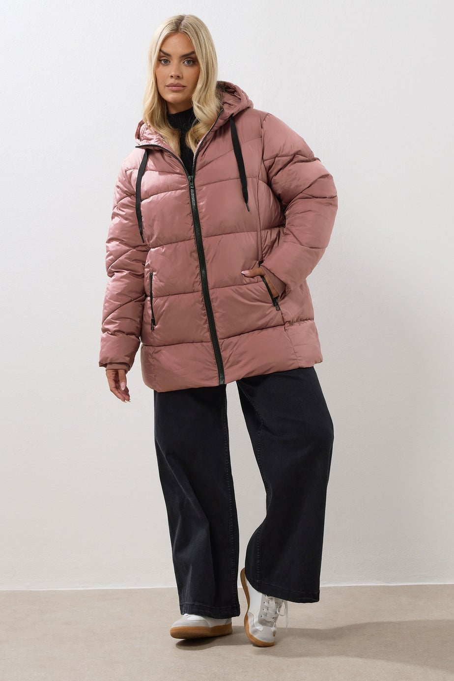 Yours Curve Pink Short Padded Coat