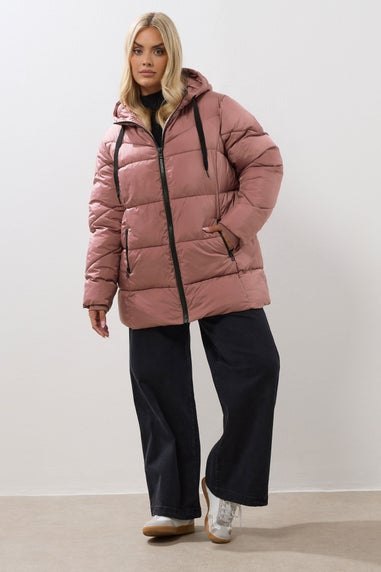 Yours Curve Pink Short Padded Coat