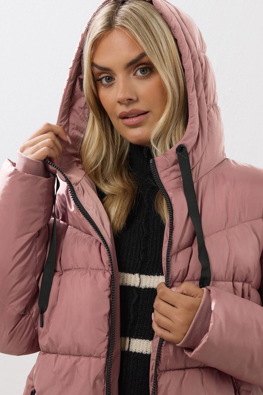 Yours Curve Pink Short Padded Coat