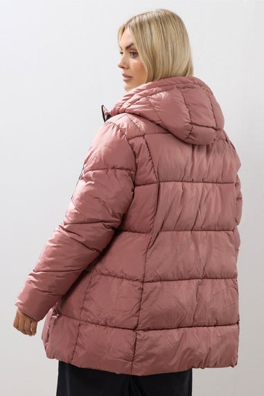 Yours Curve Pink Short Padded Coat