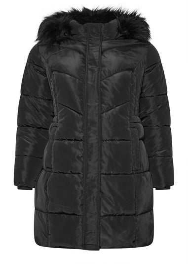 Yours Curve Black Puffer Midi Coat