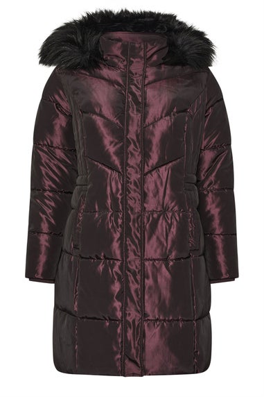 Yours Curve Purple Puffer Midi Coat