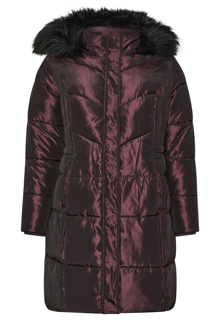 Yours Curve Purple Puffer Midi Coat