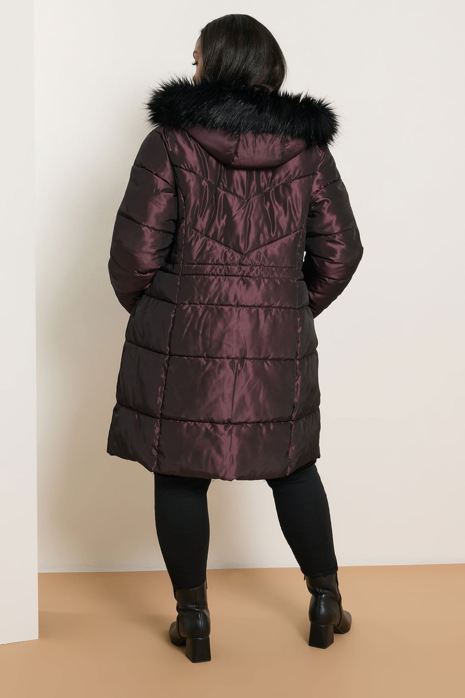 Yours Curve Purple Puffer Midi Coat