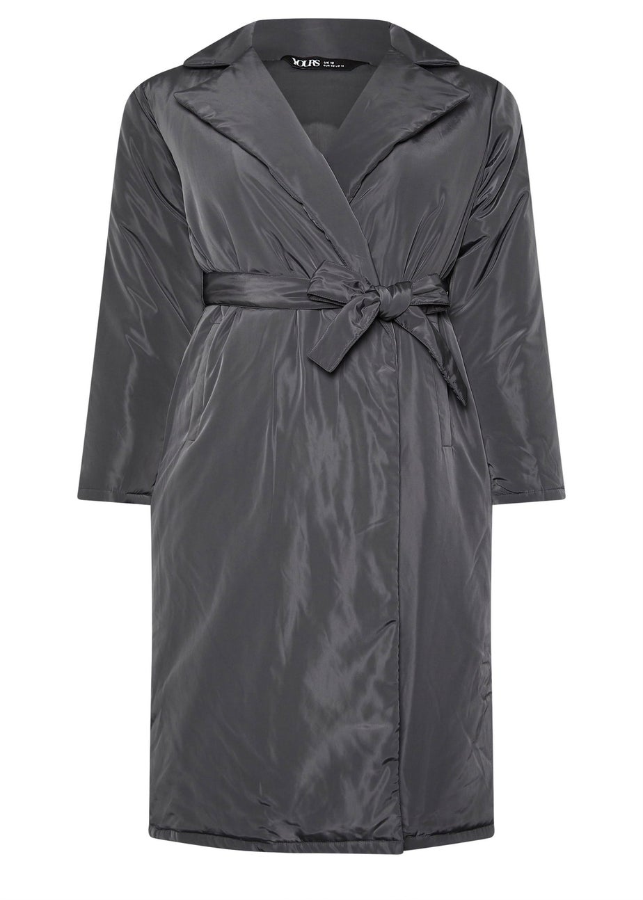 Yours Curve Black Longline Padded Coat