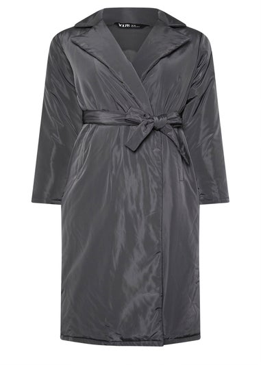Yours Curve Black Longline Padded Coat