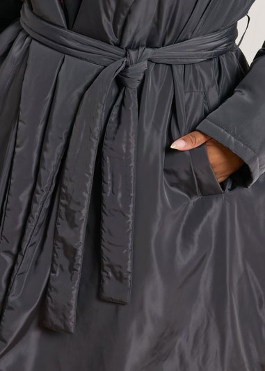 Yours Curve Black Longline Padded Coat