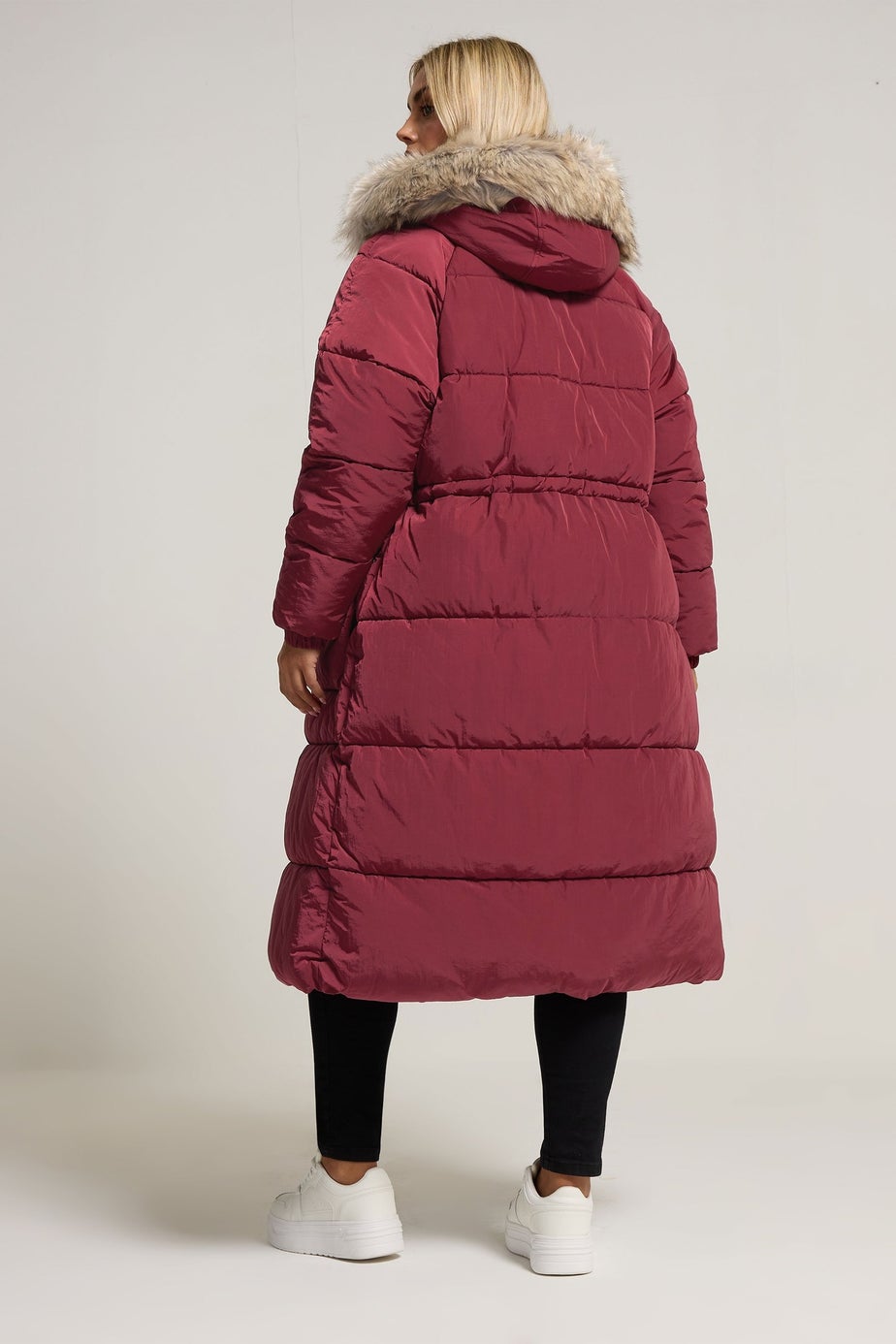 Yours Curve Red Padded Parka Coat
